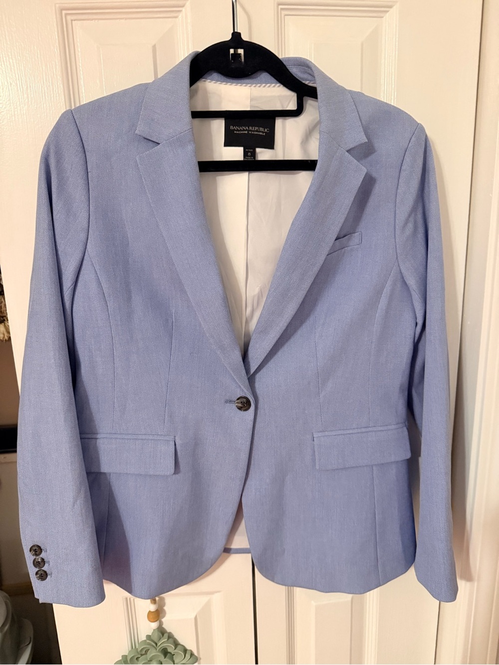 Banana Republic Machine Washable Blue petite 8 Blazer One Button NWOT
